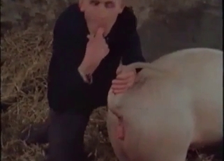 Doggy-style sex session with a mature zoophile