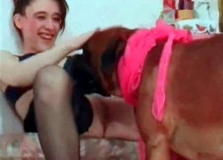 Dripping pussy licked by a sexy dog