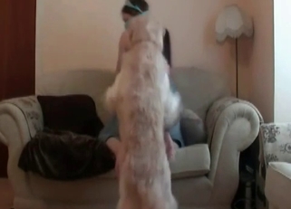 Nasty slut wants that hirsute beast