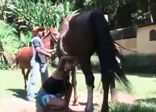 Simple country girl fucks a horse