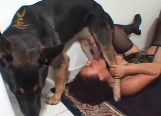 Skinny slut fucked by a shepherd